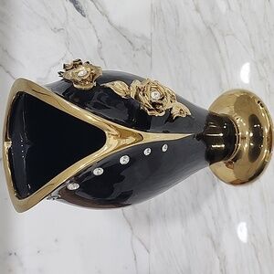 Joseph Sedegh Collection Crystal Gold & Black Studded Petal Porcelain Vase
